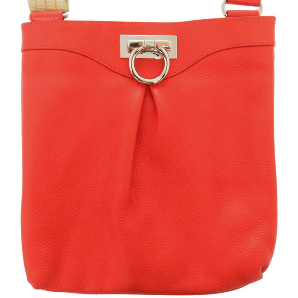 Salvatore Ferragamo Gancini AU-21 B499 Shoulder Bag Leather Orange 1321Salvatore